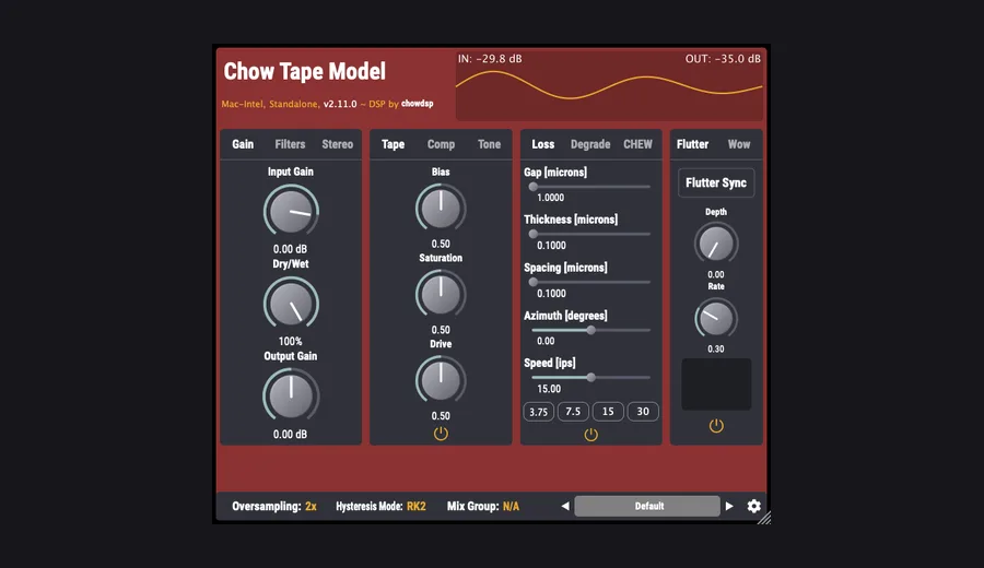 Chow Tape Model interface