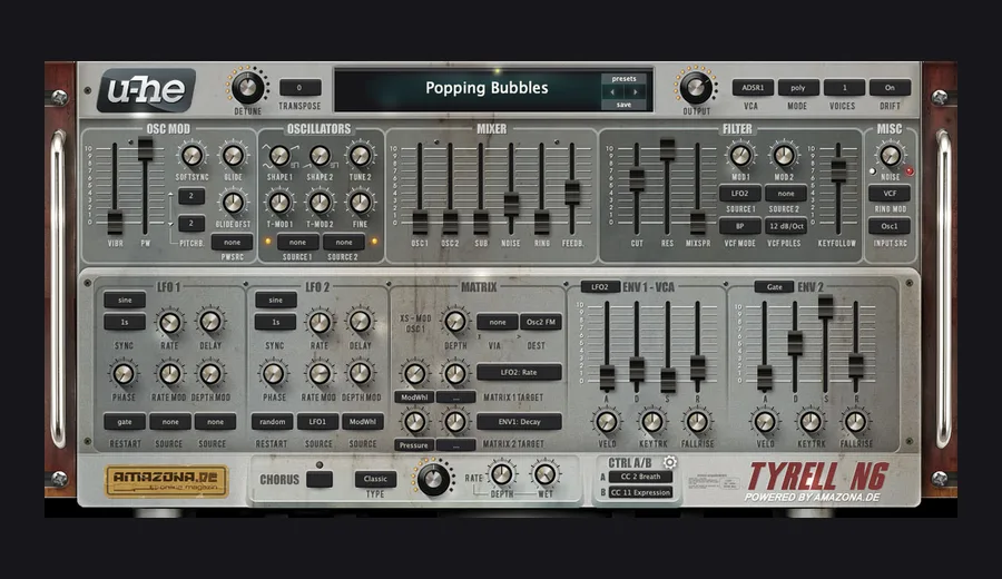 u-he TyrellN6 synthesizer interface